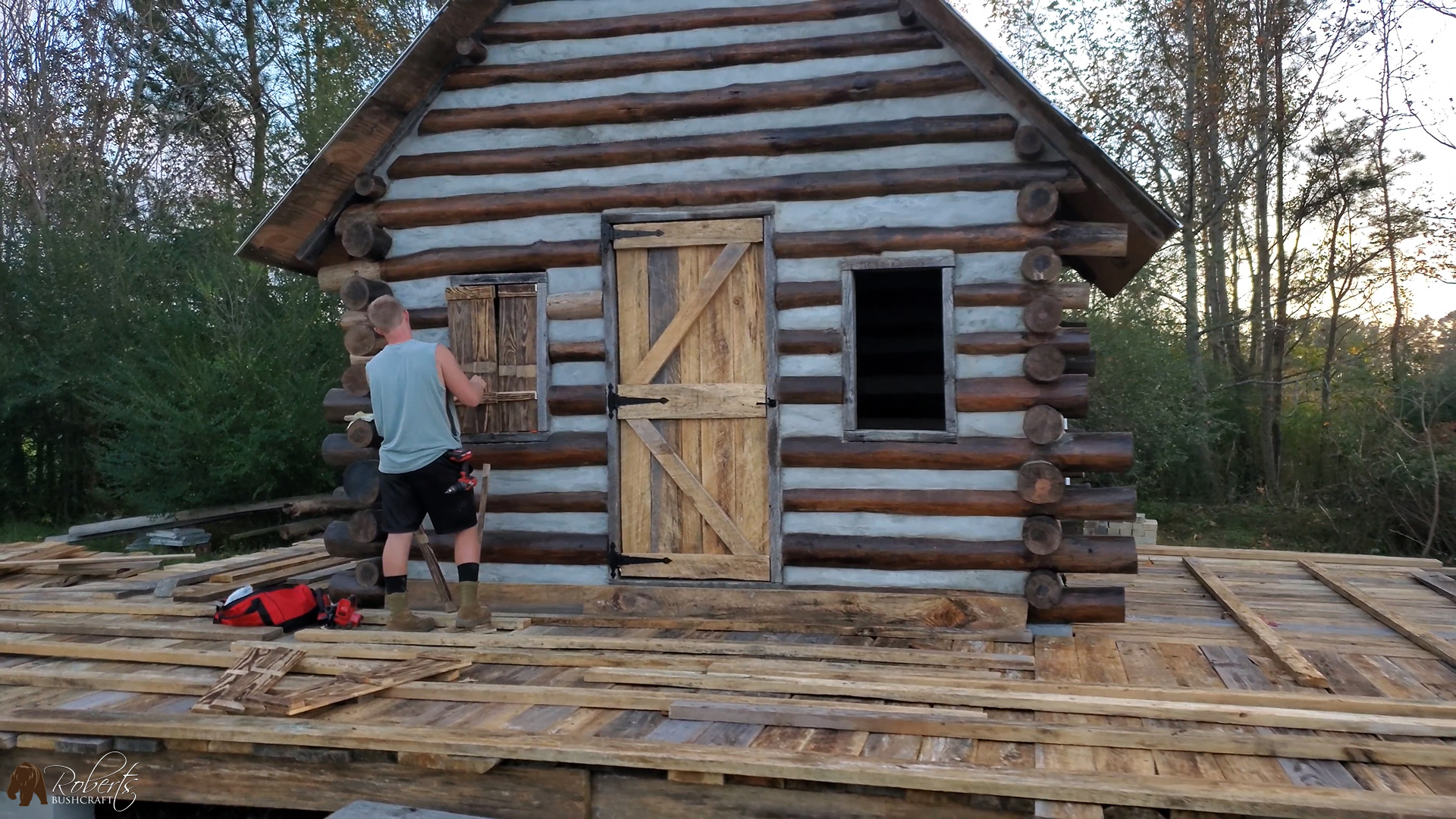 Cabin Update #18 - Shutters and fireplace construction